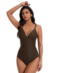 SUUKSESS Women Tummy Control One Piece Swimsuit Sexy V Neck Push Up Bathing Suit-SUUKSESS-SUUKSESS