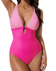 SUUKSESS Women One Piece Tummy Control Swimsuit Deep V Neck Cutout Bathing Suit-SUUKSESS-SUUKSESS