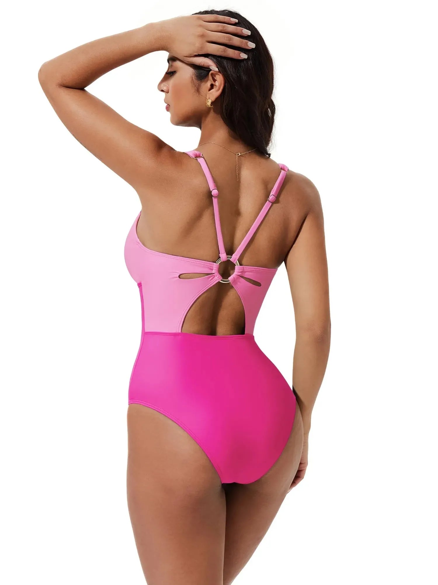 SUUKSESS Women One Piece Tummy Control Swimsuit Deep V Neck Cutout Bathing Suit-SUUKSESS-SUUKSESS