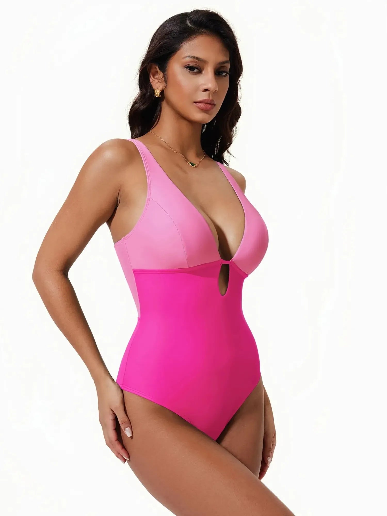 SUUKSESS Women One Piece Tummy Control Swimsuit Deep V Neck Cutout Bathing Suit-SUUKSESS-SUUKSESS