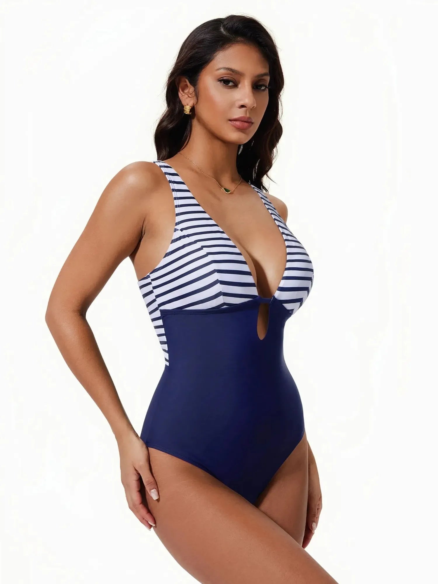 SUUKSESS Women One Piece Tummy Control Swimsuit Deep V Neck Cutout Bathing Suit-SUUKSESS-SUUKSESS