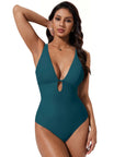 SUUKSESS Women One Piece Tummy Control Swimsuit Deep V Neck Cutout Bathing Suit-SUUKSESS-SUUKSESS