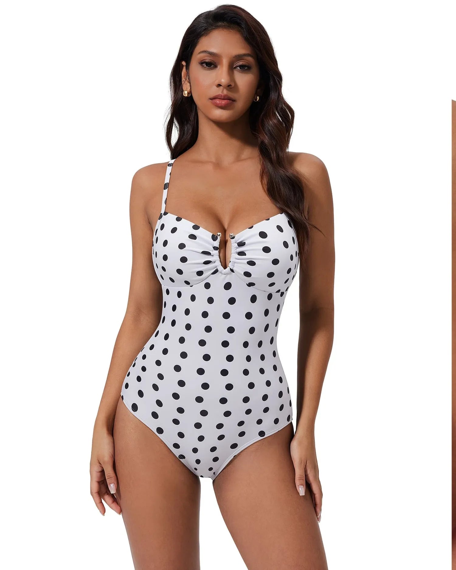 SUUKSESS Women Slimming Tummy Control One Piece Swimsuit Modest Cut Out Bathing Suit Retro Crisscross Back Swimwear