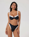 Color Block Underwire 2 Piece Swimsuit-SUUKSESS-Black White-S-SUUKSESS