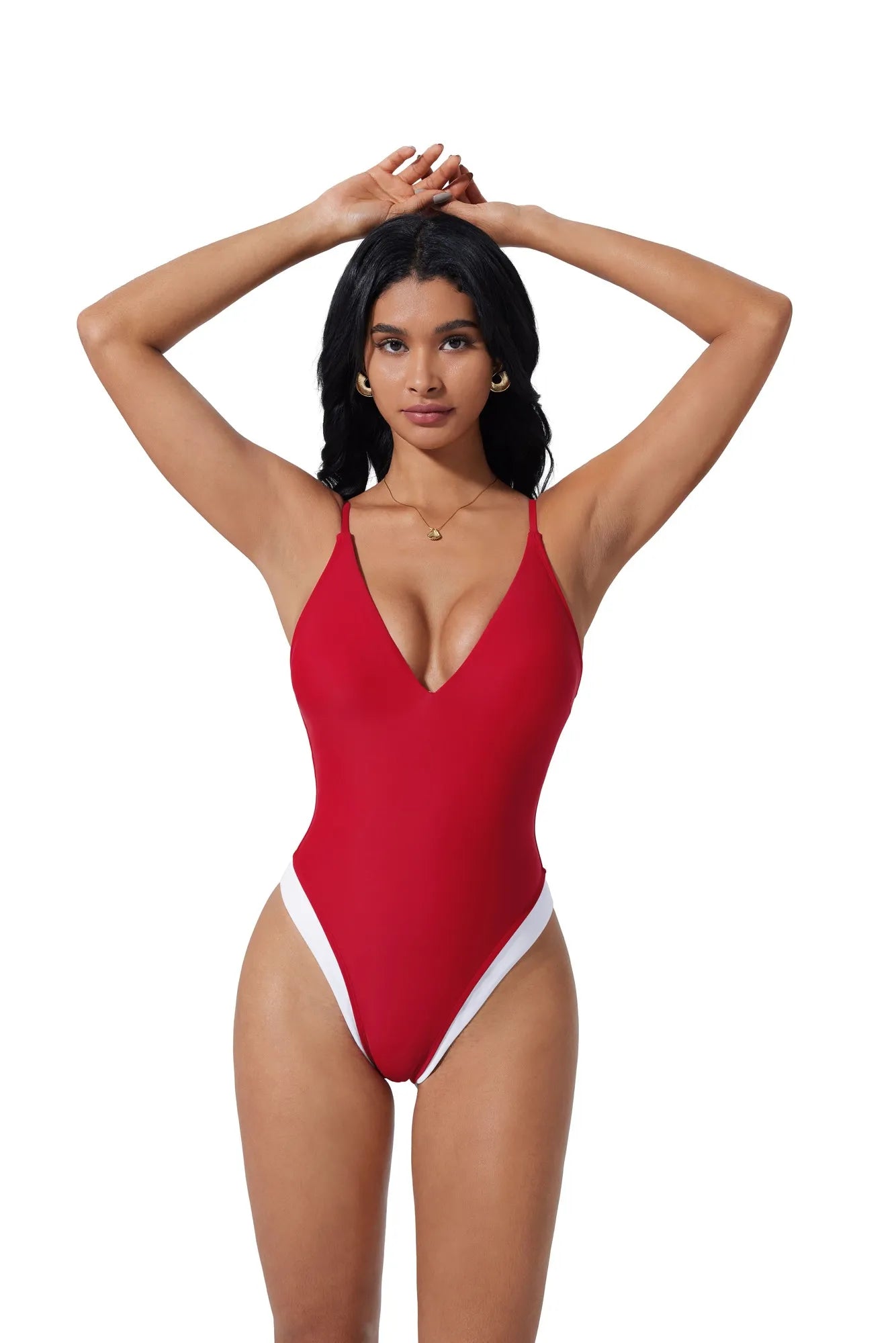 V Open Back One Piece Swimsuits-SUUKSESS-SUUKSESS