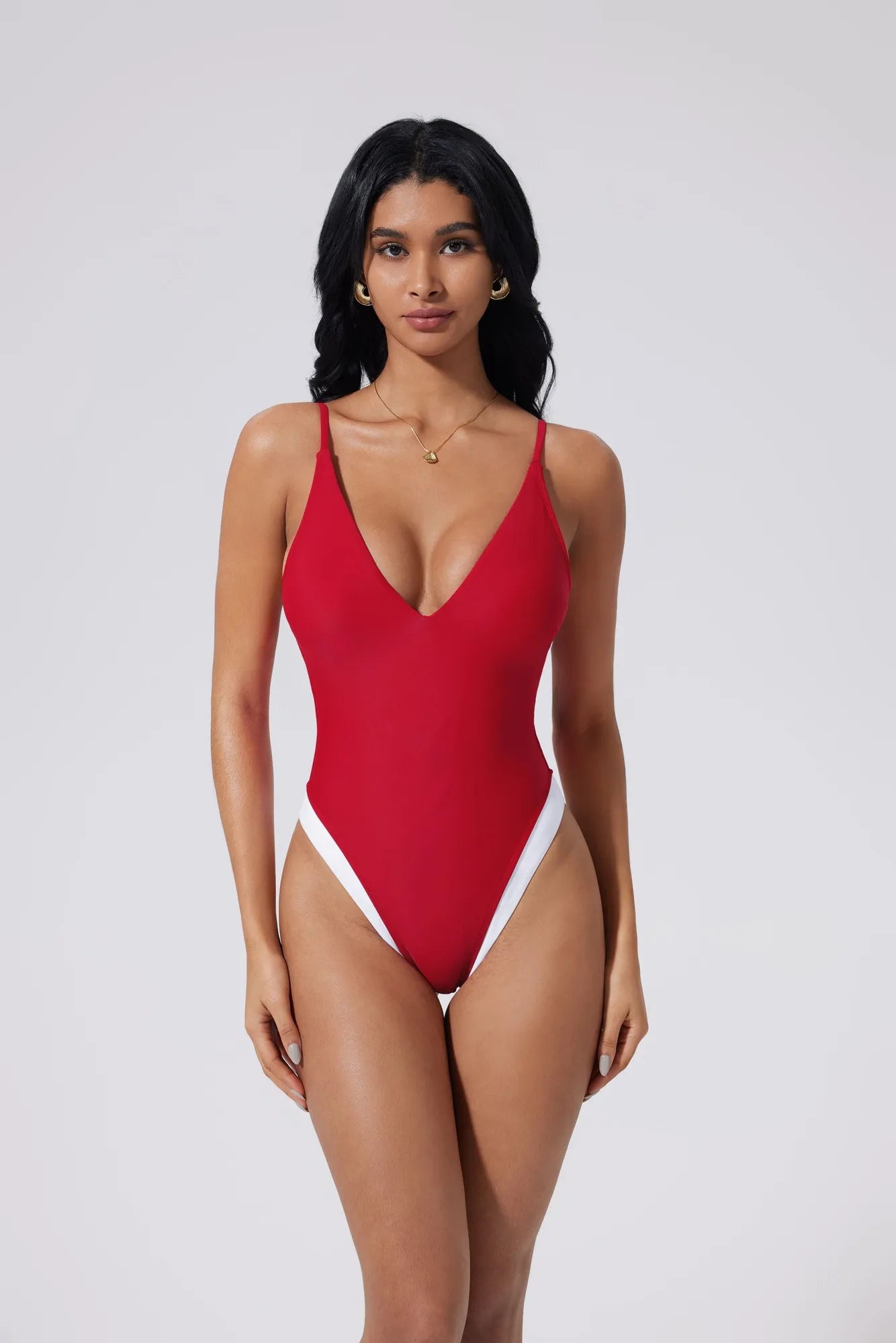 V Open Back One Piece Swimsuits-SUUKSESS-SUUKSESS