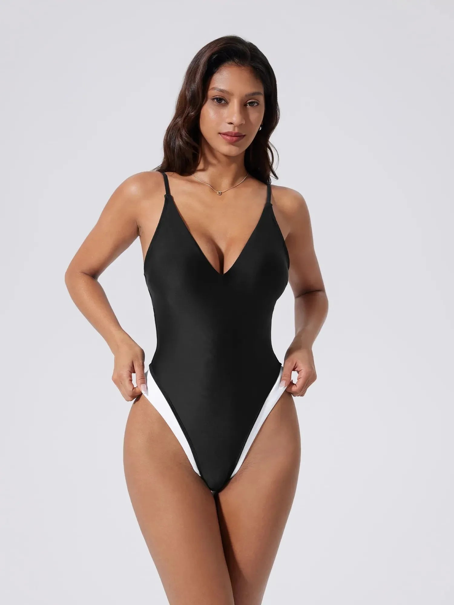 V Open Back One Piece Swimsuits-SUUKSESS-SUUKSESS