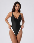 V Open Back One Piece Swimsuits-SUUKSESS-SUUKSESS