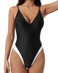 V Open Back One Piece Swimsuits-SUUKSESS-SUUKSESS
