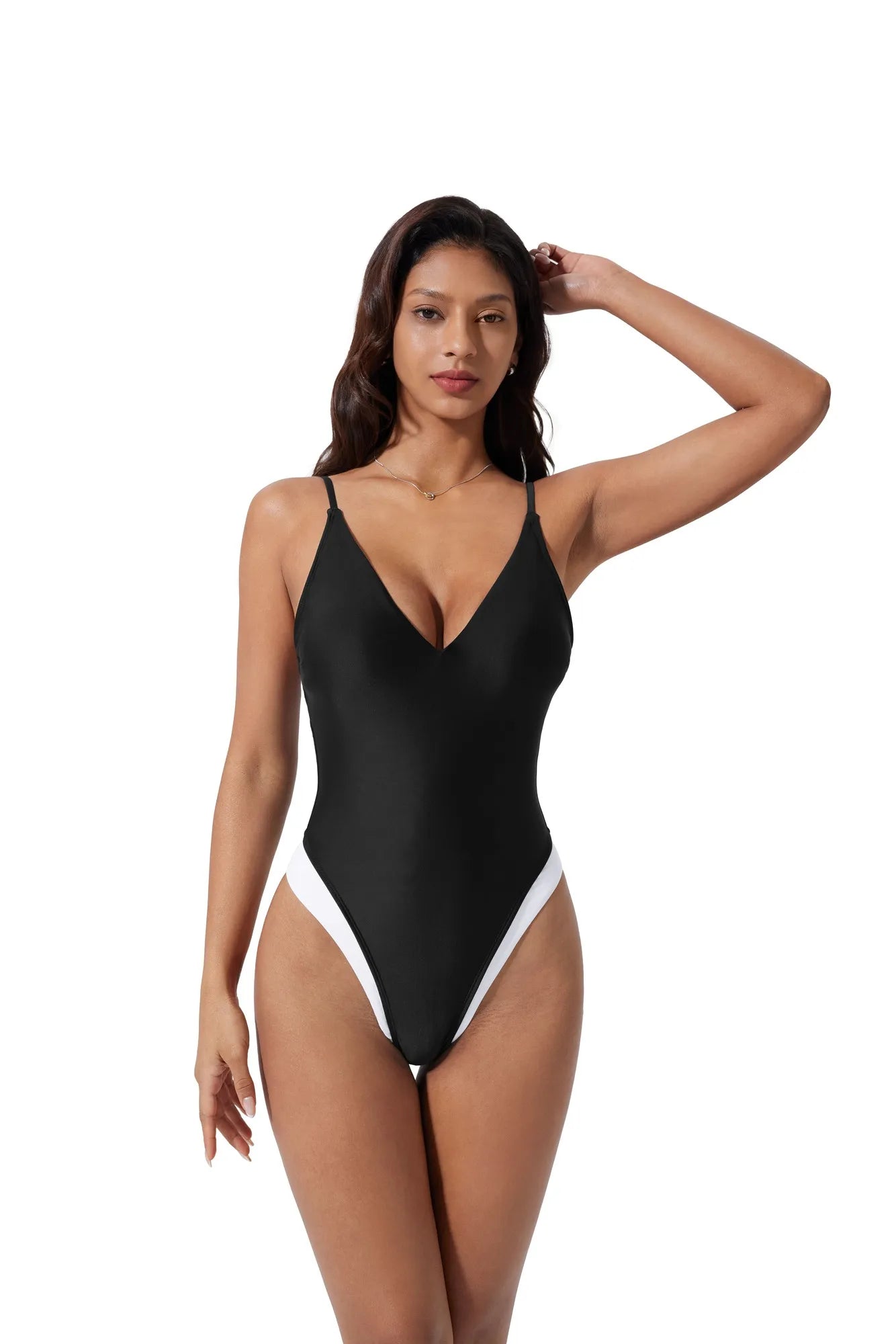 V Open Back One Piece Swimsuits-SUUKSESS-SUUKSESS