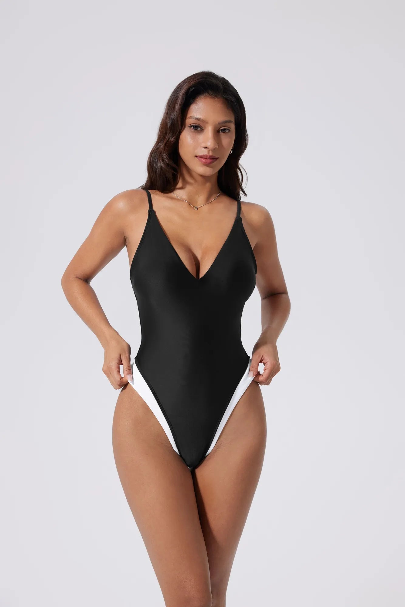 V Open Back One Piece Swimsuits-SUUKSESS-SUUKSESS
