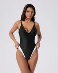 V Open Back One Piece Swimsuits-SUUKSESS-SUUKSESS