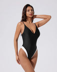 V Open Back One Piece Swimsuits-SUUKSESS-SUUKSESS