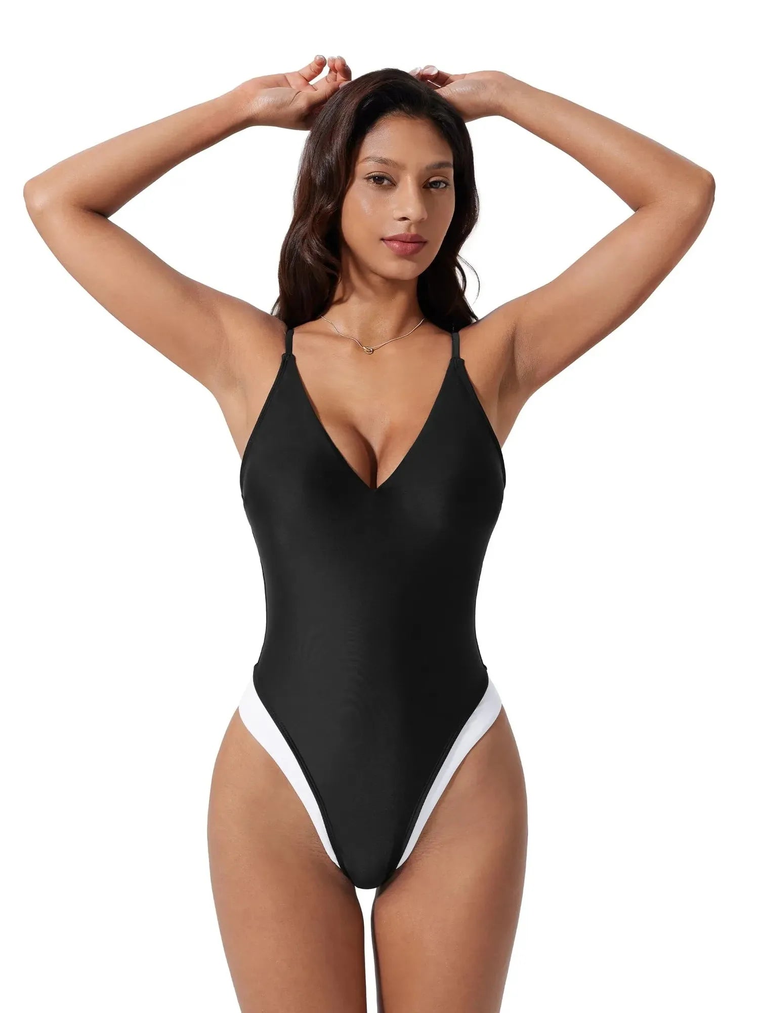 V Open Back One Piece Swimsuits-SUUKSESS-SUUKSESS