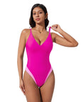 V Open Back One Piece Swimsuits