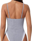 V Open Back One Piece Swimsuits