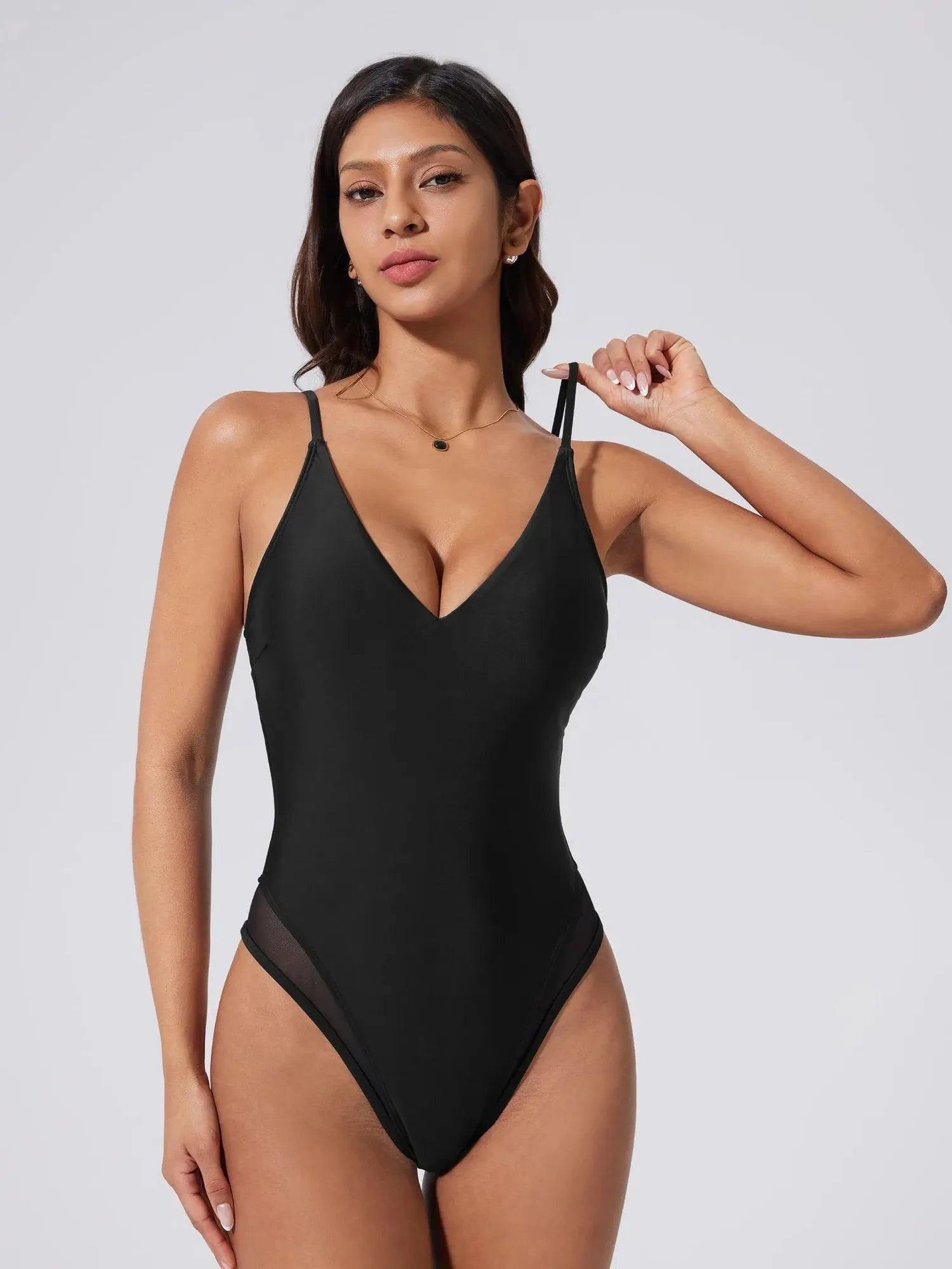 V Open Back One Piece Swimsuits-SUUKSESS-SUUKSESS