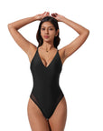 V Open Back One Piece Swimsuits-SUUKSESS-SUUKSESS