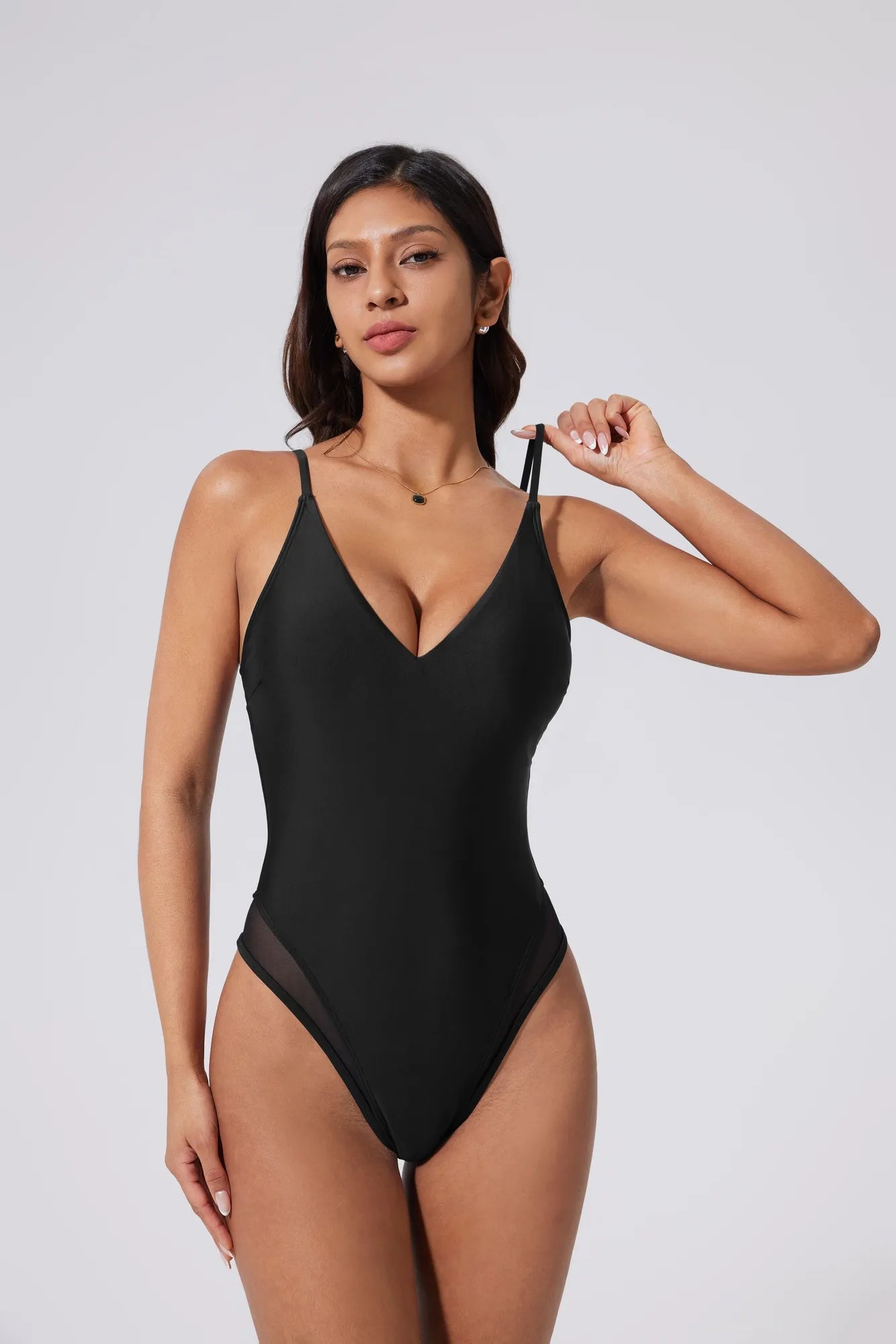 V Open Back One Piece Swimsuits-SUUKSESS-SUUKSESS
