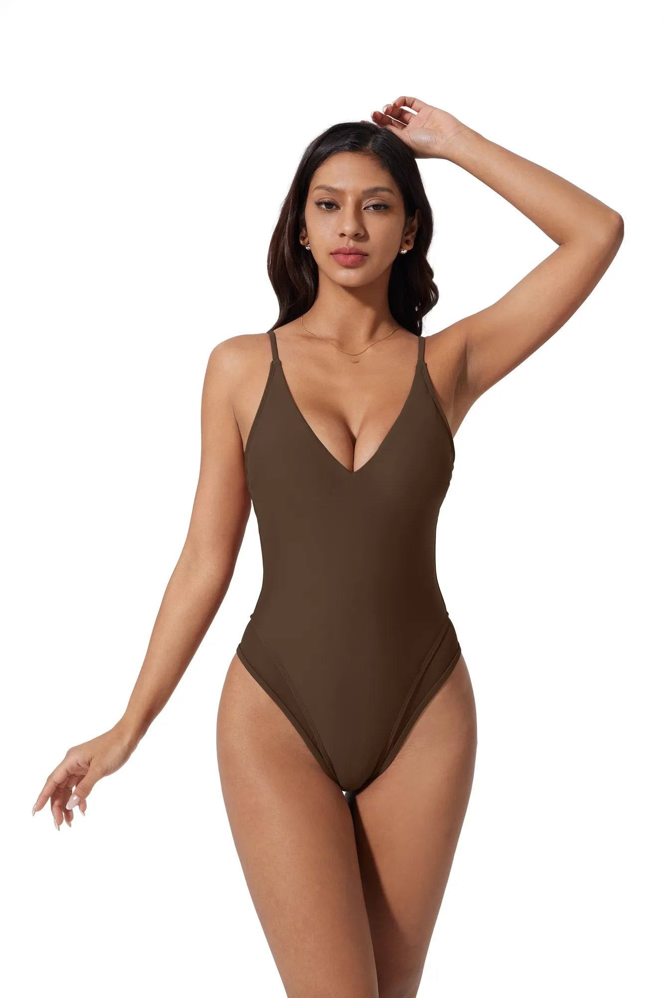 V Open Back One Piece Swimsuits-SUUKSESS-SUUKSESS