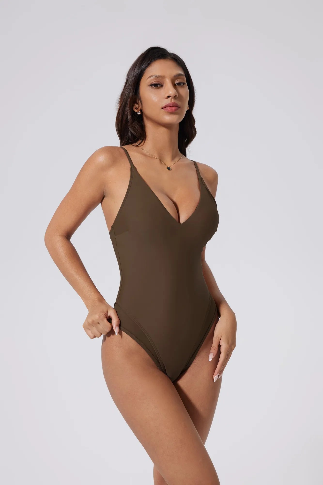 V Open Back One Piece Swimsuits-SUUKSESS-SUUKSESS