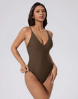V Open Back One Piece Swimsuits-SUUKSESS-SUUKSESS