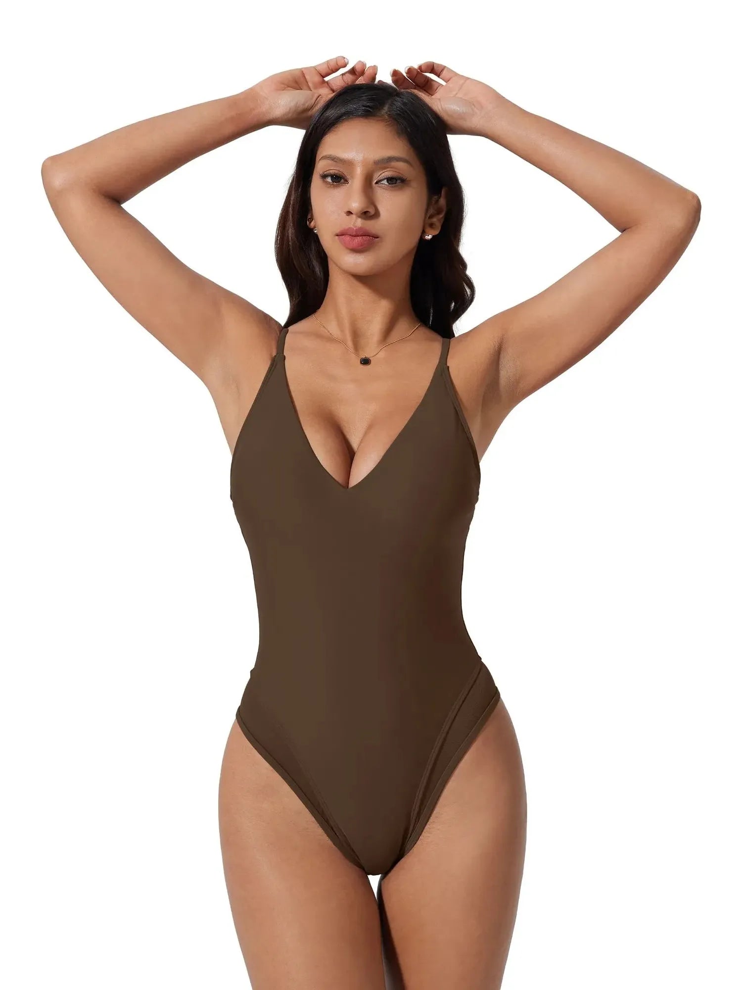 V Open Back One Piece Swimsuits-SUUKSESS-SUUKSESS