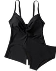 SUUKSESS Women's Tummy Control Tankini Swimsuits Push Up Knot Front Bathing Suit-SUUKSESS-SUUKSESS