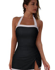 SUUKSESS Women Tummy Control Tankini Swimsuits with Skirt Backless Bathing Suit-SUUKSESS-SUUKSESS
