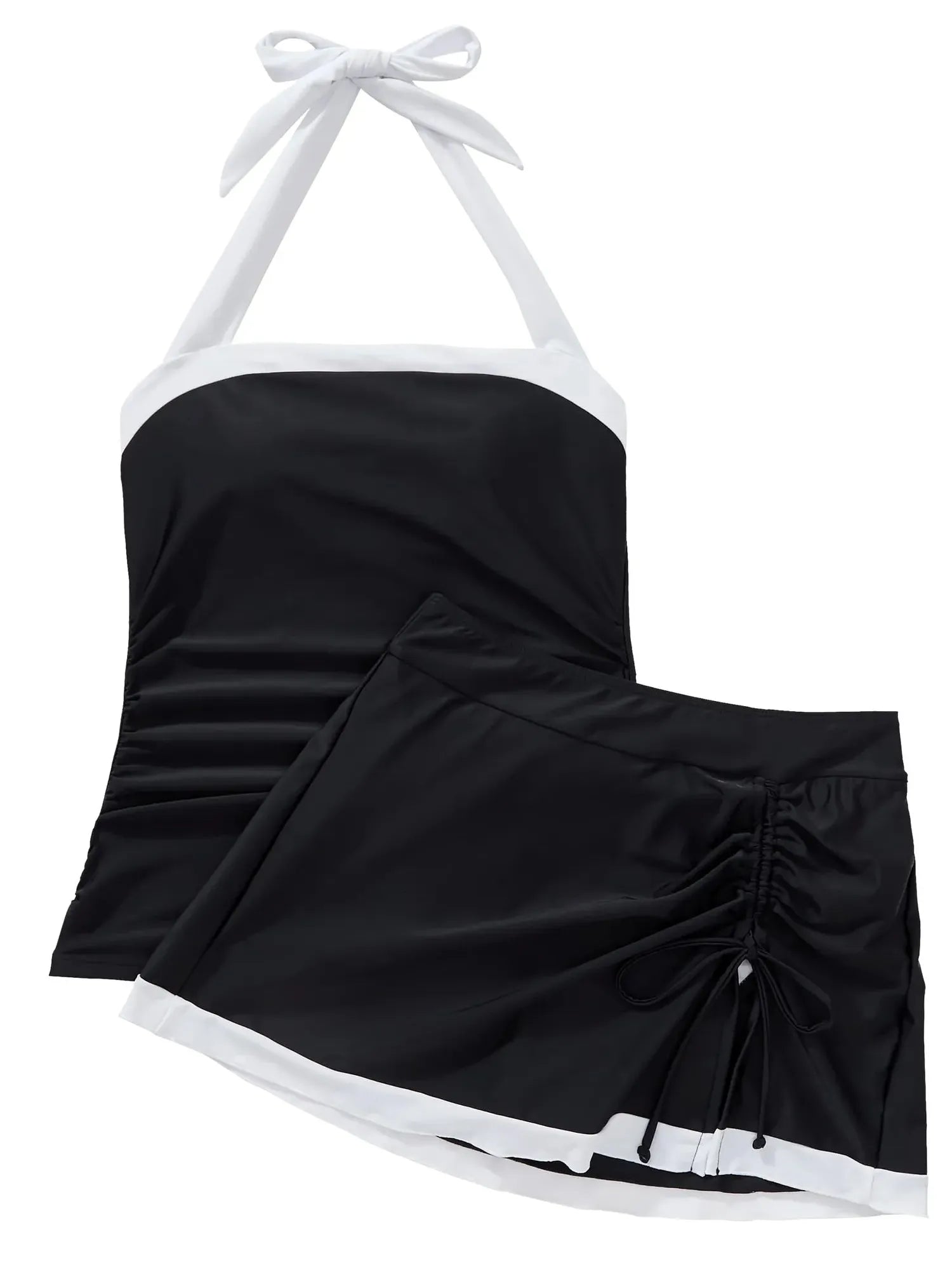 SUUKSESS Women Tummy Control Tankini Swimsuits with Skirt Backless Bathing Suit-SUUKSESS-SUUKSESS