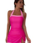 SUUKSESS Women Tummy Control Tankini Swimsuits with Skirt Backless Bathing Suit-SUUKSESS-SUUKSESS