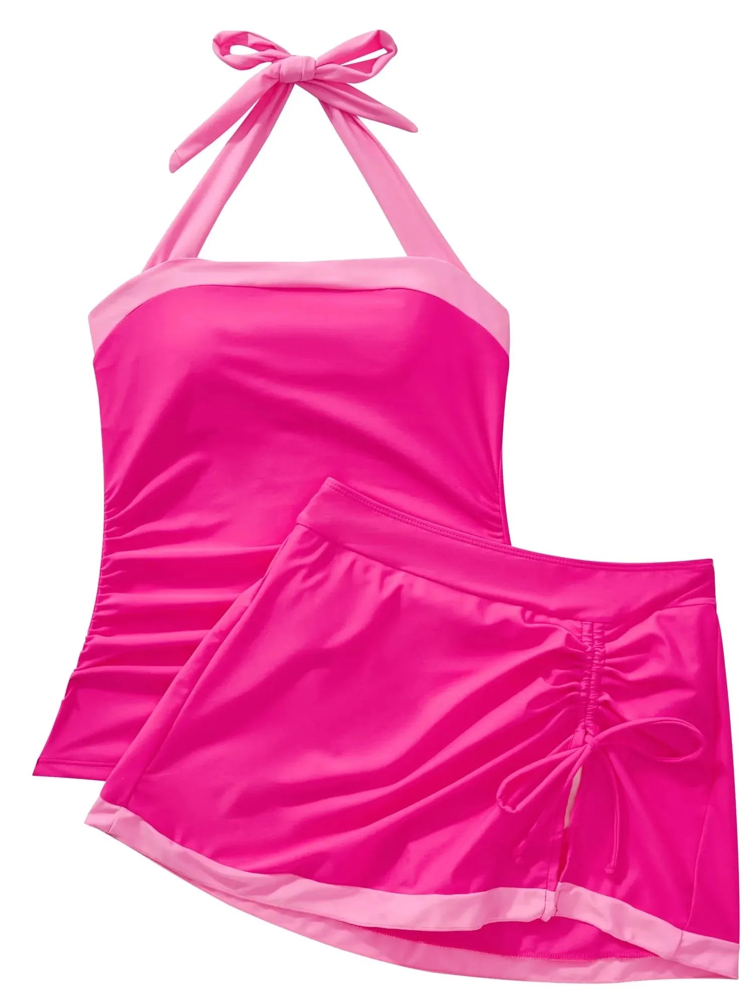 SUUKSESS Women Tummy Control Tankini Swimsuits with Skirt Backless Bathing Suit-SUUKSESS-SUUKSESS
