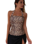 SUUKSESS Women Tummy Control Tankini Swimsuits with Skirt Backless Bathing Suit-SUUKSESS-SUUKSESS
