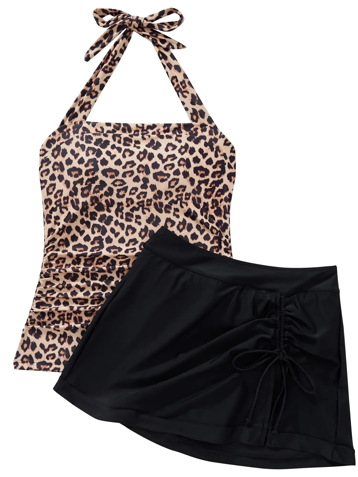 SUUKSESS Women Tummy Control Tankini Swimsuits with Skirt Backless Bathing Suit-SUUKSESS-SUUKSESS