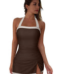 SUUKSESS Women Tummy Control Tankini Swimsuits with Skirt Backless Bathing Suit-SUUKSESS-SUUKSESS