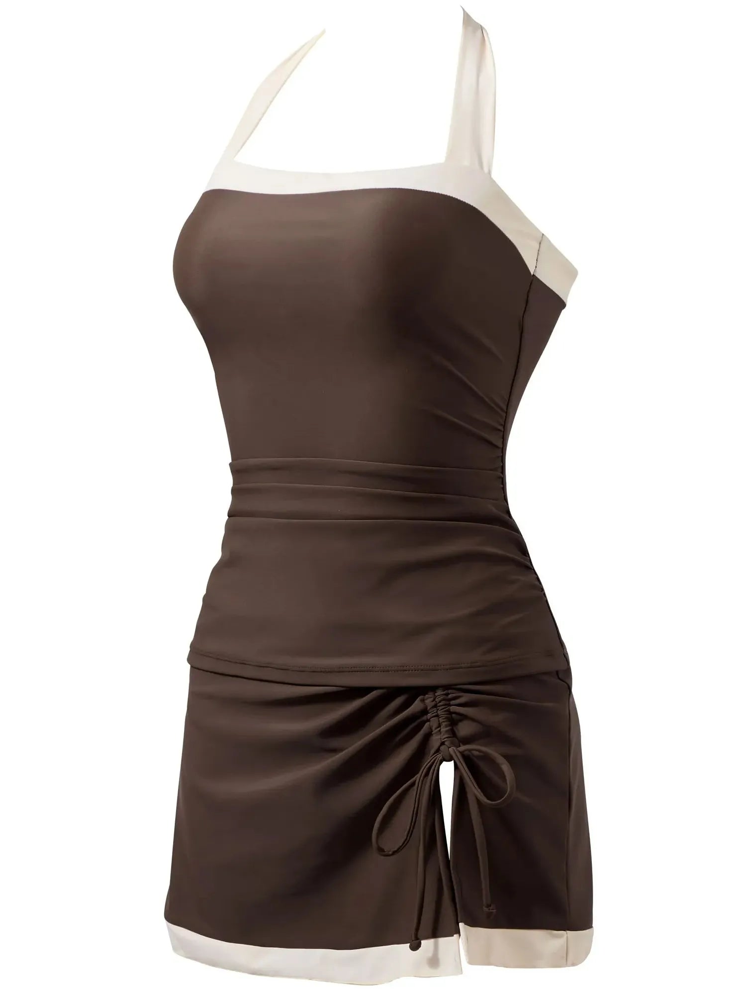 SUUKSESS Women Tummy Control Tankini Swimsuits with Skirt Backless Bathing Suit-SUUKSESS-SUUKSESS