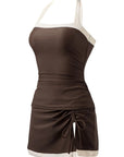 SUUKSESS Women Tummy Control Tankini Swimsuits with Skirt Backless Bathing Suit-SUUKSESS-SUUKSESS
