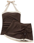 SUUKSESS Women Tummy Control Tankini Swimsuits with Skirt Backless Bathing Suit-SUUKSESS-SUUKSESS