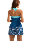SUUKSESS Women Tummy Control Tankini Swimsuits with Skirt Backless Bathing Suit-SUUKSESS-SUUKSESS