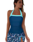SUUKSESS Women Tummy Control Tankini Swimsuits with Skirt Backless Bathing Suit-SUUKSESS-SUUKSESS
