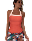 SUUKSESS Women Tummy Control Tankini Swimsuits with Skirt Backless Bathing Suit-SUUKSESS-SUUKSESS