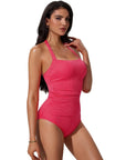 Halter Tankini 2 Piece Bathing Suits-SUUKSESS-Deep Pink-S-SUUKSESS