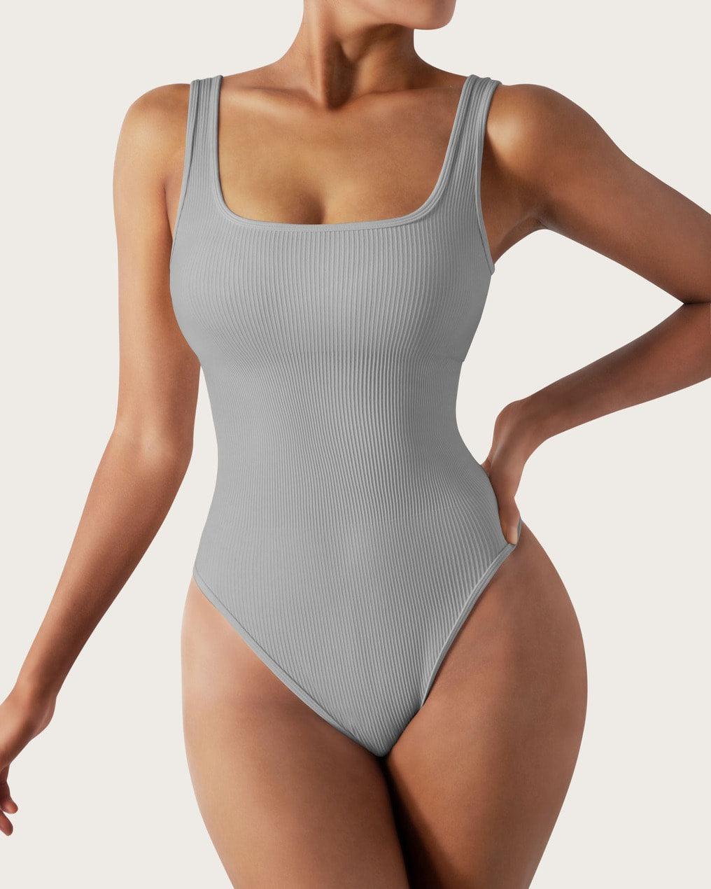 Ribbed Seamless Cheeky Bodysuit in Grey – Shop Korra