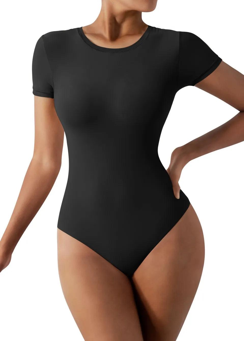Short-sleeved Bodysuit - Black - Ladies