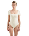 Buttery Soft Square Neck Bodysuit - Short Sleeve-Clothing-SUUKSESS-White-S-SUUKSESS