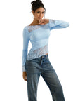 Mesh Lace Crew Neck Shirt - Long Sleeve-Clothing-SUUKSESS-SUUKSESS