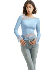 Mesh Lace Crew Neck Shirt - Long Sleeve-Clothing-SUUKSESS-SUUKSESS