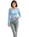 Mesh Lace Crew Neck Shirt - Long Sleeve-Clothing-SUUKSESS-SUUKSESS