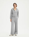 SUUKSESS Womens 2 Piece Outfits Zip Up Hoodie Sweatshirt Tracksuit Straight Wide Leg Sweatpant Lounge Matching Sets-SUUKSESS-Grey-XS-SUUKSESS