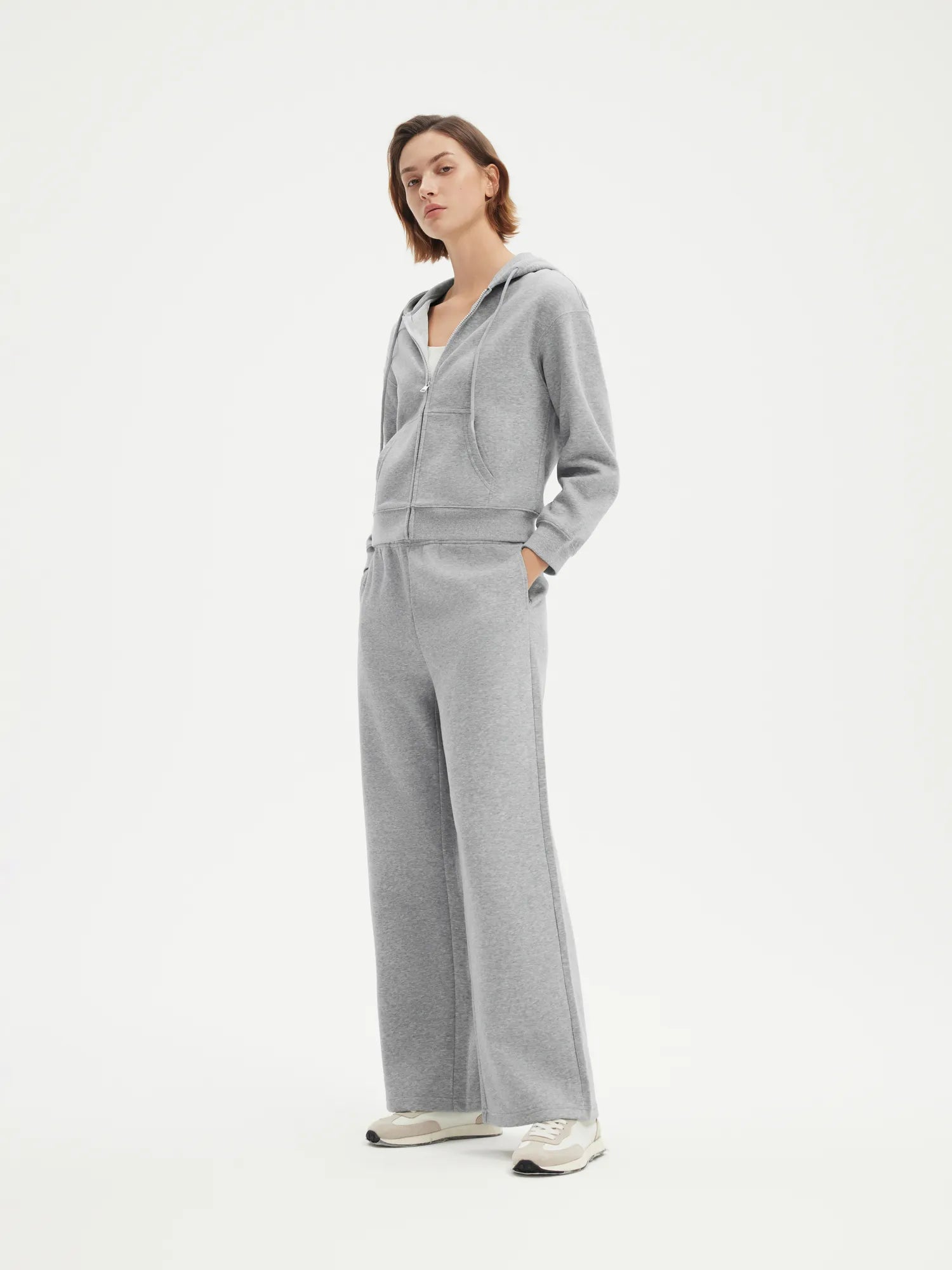SUUKSESS Womens 2 Piece Outfits Zip Up Hoodie Sweatshirt Tracksuit Straight Wide Leg Sweatpant Lounge Matching Sets-SUUKSESS-SUUKSESS